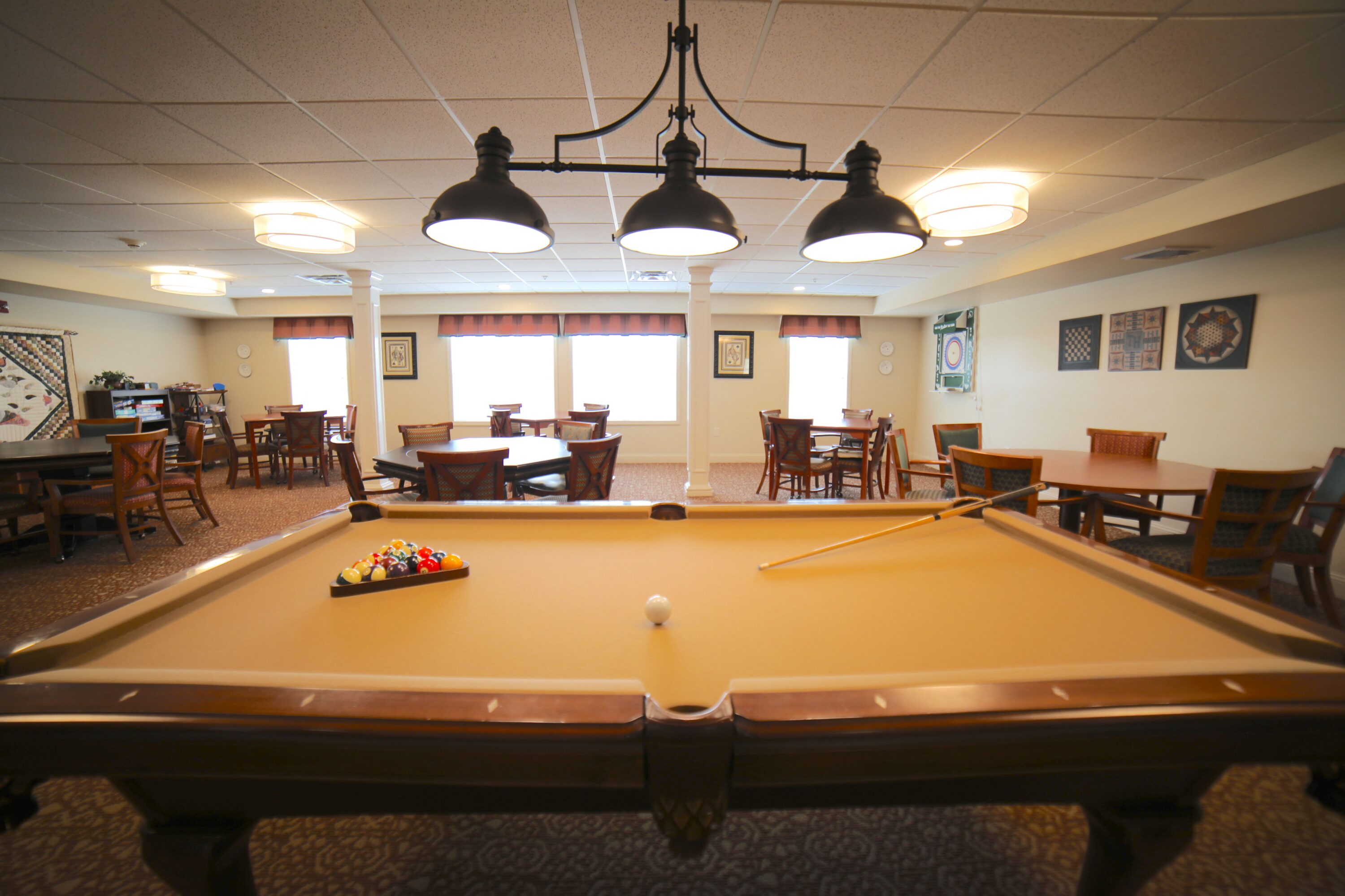 Pool table in spacious recreation room